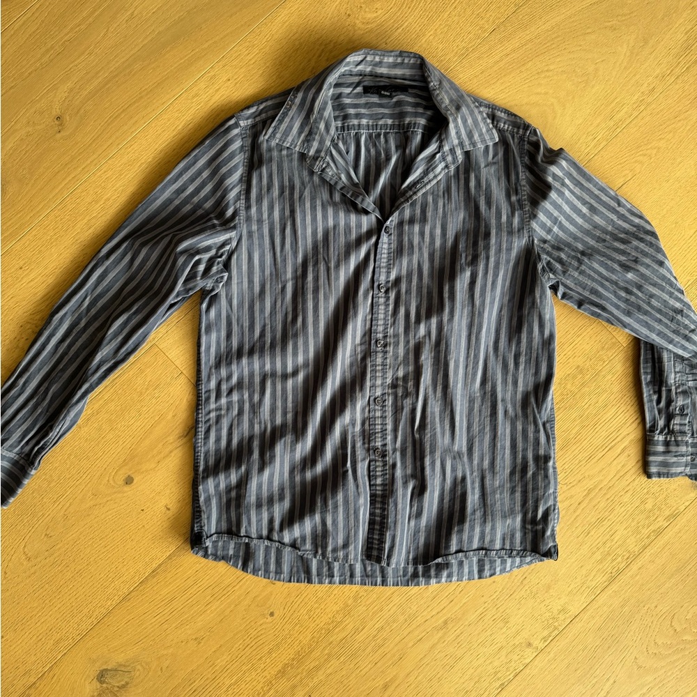 Kenneth Cole Men's Casual Blue and White Striped Shirt